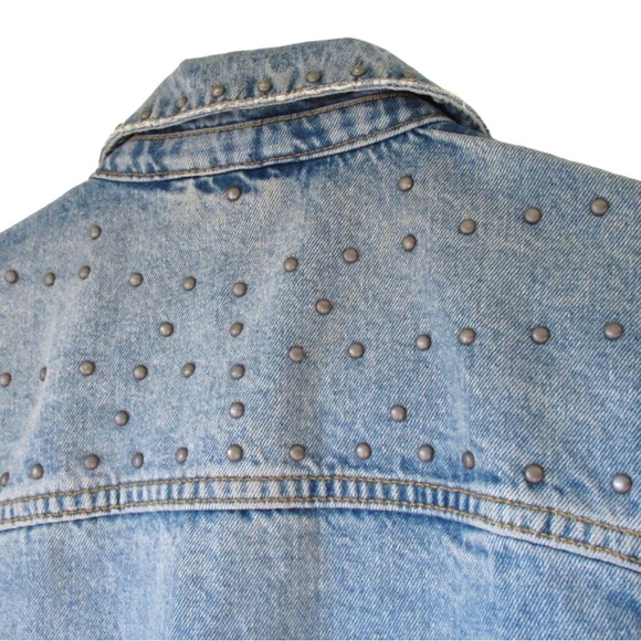 Free People Jean Jacket Distressed Studded Trucker Jacket - Picture 5 of 10